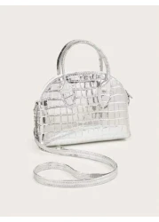 1pc Girls Crocodile Grain PU Shell Handbag Minimalist Chain Shoulder Crossbody Bag