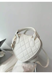1pc Pu Zipper Closure Fashion Sweet Fresh Heart Shaped Quilted Handbag Versatile Casual Bag Niche Design Adjustable Shoulder Strap Versatile Not Picky Ideal Holiday Gift Suitable For Daily Use To Atte