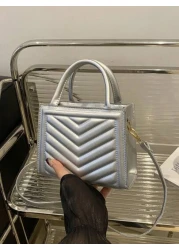 1pc Fashionable Commuting Texture Indentation Rhombus Bag Simple Casual One Shoulder Crossbody Small Square Bag Simple Hand Held Large Capacity Bag Popular Retro Fashion Crossbody Bag Fashion Shoulder