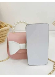 1pc New Fashion Pearl Handbag With Strap Butterfly Decor Mini Cross Body Bag