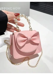1pc Handbag Pu Flip Top Opening And Closing New Mini Sweet Bow Hot Selling Exquisite Small Square Bag Ins Summer Fashion Handbag Messenger Bag Suitable For Daily Travel And Shopping It Is A Perfect Gi
