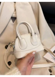 1pc Ins Fashion Girl s Bag 2025 New Cute Candy Color Mini Shell Bag Litchi Pattern Pu Messenger Bag Suitable For Daily Use