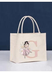 حقيبة يد ذات طبعة راقصة البالية الوردية، متعددة الوظائف ، خفيفة الوزن للسفر اليومي، العطلات ، التسوق الخارجي