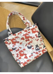 Sanrio حقيبة كتف كانفاس للنساء بتصميم كارتوني لطيف لهيلو كيتي، بسوستة، حقيبة تخزين متعددة الوظائف عالية الجودة،