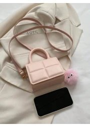 1 Piece Of Girl s 14 16y Solid Color Checkered Flip Top Mini Handbag Fashionable And Versatile Candy Color Small Square Bag Shoulder Messenger Bag Suitable For Daily Use Coin Lipstick Bag Gift Pendant