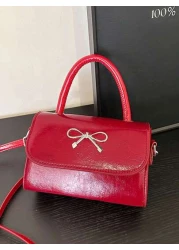 A Mini Casual Versatile Fashionable And Simple Cross Body Bag With A Diamond Shaped Bow Lipstick Suitable For Daily Use Going Out Shopping Dating Coin Purse That Can Be Worn On One Shoulder Or Across