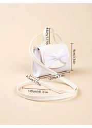 1pc Mini Rainbow Colored Grid Glitter Bowknot Shoulder Bag Coin Purse For Girls