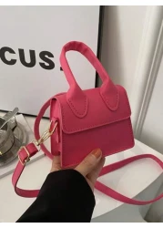 1pc Solid Color PU Flap Closure Mini Handbag Fashionable Retro Tote Shoulder Crossbody Square Bag Suitable For Daily Use