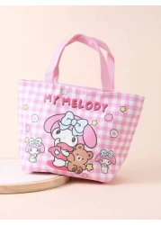 Sanrio 1pc Sanrio KT Cartoon Cute Girl Thermal Lunch Bag Kuromi Pachimaru Large Capacity Student Bento Box Bag