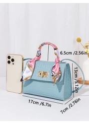 1pc Girls Solid Color Mini Crossbody Bag With Silk Scarf Decoration Ideal For Daily Use And Gifting