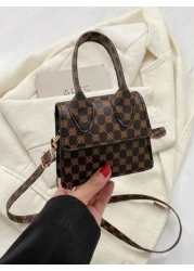 1pc Mini Solid Color Crocodile Embossed PU Flap Handbag Shoulder Bag Multi Color Options Suitable For Daily Use