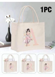 1 Piece Dancing Girl Printed Handbag Shoulder Bag Holiday Gift Bag Square Bag Storage Bag Shopping Bag Multifunctional Lightweight Daily Travel Vacation College Outdoor Shopping Supermarket Classic Si