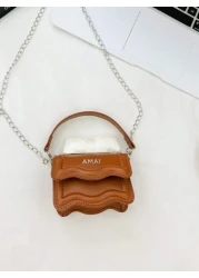 حقيبة كتف صغيرة عصرية للأطفال مع تزيين عقدة الرباط وحزام سلسلة، حقيبة كروس بودي