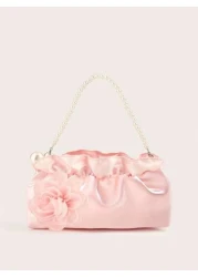 1pc Ruffle Cloud Mobile Phone Coin Purse Floral Pearl Hand Held Clutch Bag