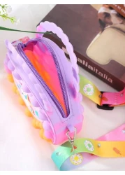 حقيبة يد بشكل قلب، حقيبة كروسبودي من السيليكون، محفظة وحيد القرن - مخفف للتوتر، مقاوم للماء، جيب تخزين قوي - سل