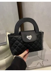 1pc New Cute Girl Niche High End Pu Crossbody Bag And Fashionable New Bag Fresh And Dopamine Color Matching Youthful Girl Style Can Be Cross Body Metal Chain Bag Casual And Fashionable Very Suitable F