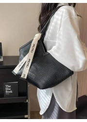 في عام 2024 ، الموضة الجديدة، الجوكر، تصميم التباين الجديد، تصميم الترصيع، حقيبة تسوق كبيرة السعة ذات مقبضين من