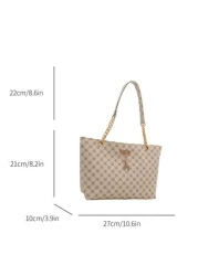 Fashion Contrasting Geometric Pattern Chain Shoulder Bag Suitable For Shopping Wallets Shopping Young Women College Students Newcomers White Collar Workers They Are Very Suitable For Offices Universit