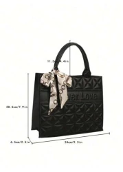 مجموعة حقيبة مربعة مبطنة بنمط حرفي وشاح رفيع والمحفظة الصغيرة، أنيقة وبسيطة وكاجوال، حقيبة تسوق كبيرة السعة،