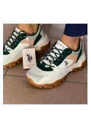 U.S. Polo Assn. U.S. Polo Assn. Women's Sneakers - Comfortable Style, White-Green, Tracky Sneakers