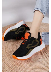 Tonny Black حذاء رياضي أسود برتقالي للجنسين V2901
