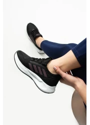 LUXEON حذاء نسائي أسود فوشيا برباط لتقويم العظام منسوج شبكي خفيف الوزن ونعل رياضي للمشي اليومي