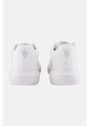 U.S. Polo Assn. Women Lace Up Brand Logo Casual Shoes, White