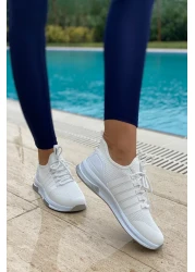 İnan Ayakkabı أحذية رياضية بيضاء محبوكة للجنسين للرياضة الداخلية