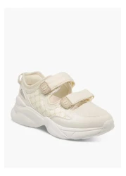 Flora Bella by Shoexpress Flora Bella Monogram Print Sneakers with Hook and Loop Closure