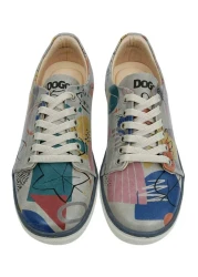 Dogo Women's Vegan Leather Multicolored Sneakers - Abstract Leaves Design