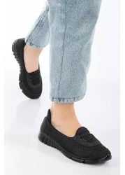 Afilli حذاء رياضي نسائي أسود بدون رباط مريح وخفيف الوزن ونعل سميك للمشي كاجوال للأم يوميًا من القماش