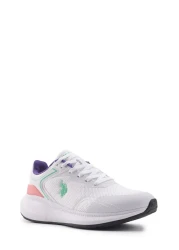 U.S. Polo Assn. حذاء رياضي نسائي باللون الأبيض المحيط الهادئ - مزين بالقطعة