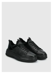 Provoq Black Leather Men's Sneakers