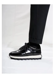 Tetri Venom Model Real Leather Handmade Men's Black Special Sole Sneaker Shoes - Men's Sports Shoes