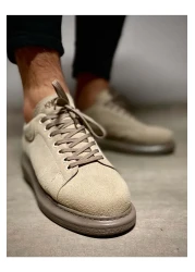 KN Fashion Mp044 Vt Lace-Up Suede Orthopedic High/Thick Sole Men's Sneaker Tan