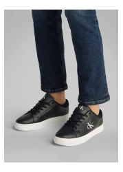 Calvin Klein حذاء رياضي رجالي كلاسيكي منخفض النعل من كالفن كلاين باللونين الأسود والأبيض الناصع