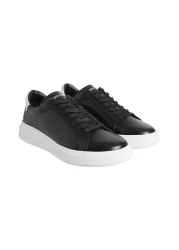 Calvin Klein Men's Lace-up Brand Logo Sports Style Black Sneakers