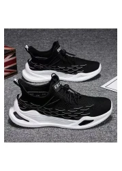 Muchmy حذاء رياضي رجالي خفيف الوزن للجري في الهواء الطلق مزود برباط للإغلاق باللون الأسود