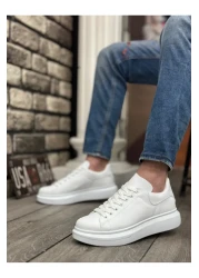 BESKAR BA0547 BOA حذاء رياضي رجالي برباط ونعل سميك أبيض