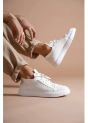 BZ Moda B112 BT Laced Orthopedic Sole Knitwear Men's Sneaker Shoes White