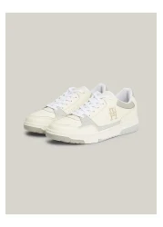 Tommy Hilfiger حذاء رياضي رجالي كاجوال برباط باللون البيج مع شعار FM0FM04968-AEF