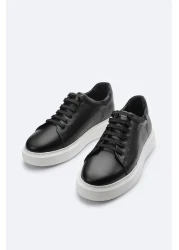 Avva Men's Black 100% Leather Flexible Sole Casual Shoes B008000