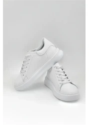 Elevold Mela Men's Genuine Leather 7 cm Height Increase White Sports Shoes