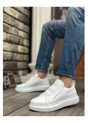 BOA Ba0134 Thick High Sole Cross Band White Men's Shoes