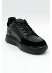 Elevold Man Men's Genuine Leather 7 cm Height Increase Black Sports Shoes