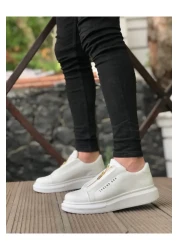 BOA Ba0310 Thick High Sole Zippered White Men's Shoes