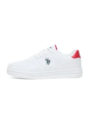 U.S. Polo Assn. Men's White and Red Low-Top Sneakers - Lightweight Lace-Up Design, Comfortable for Everyday Outfits