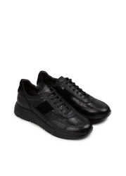 Deery Genuine Leather Men's Black Sneakers