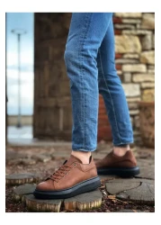 BOA Ba0547 Boa Thick High Sole Tan Black Lace-Up Sports Men's Shoes