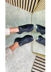 Allyup Black Silver Mesh Comfortable Walking Sneakers - Breathable, Thick Sole, Men's Lace-up 8011